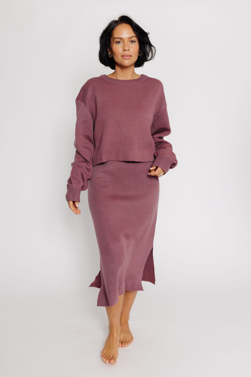 Smith Sweater Skirt in Red Bean