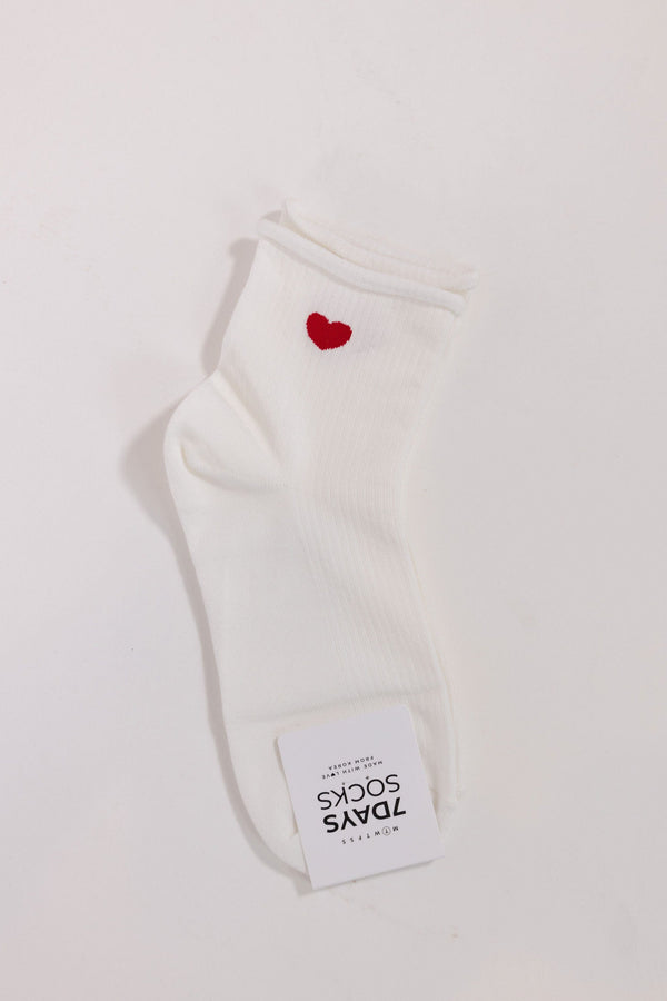 Heart Sock in White