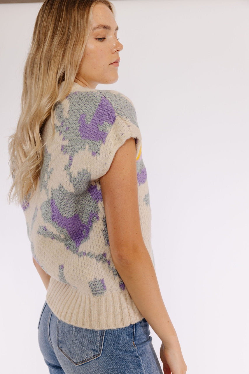 Tansie Sweater Vest in Sage/Lavender