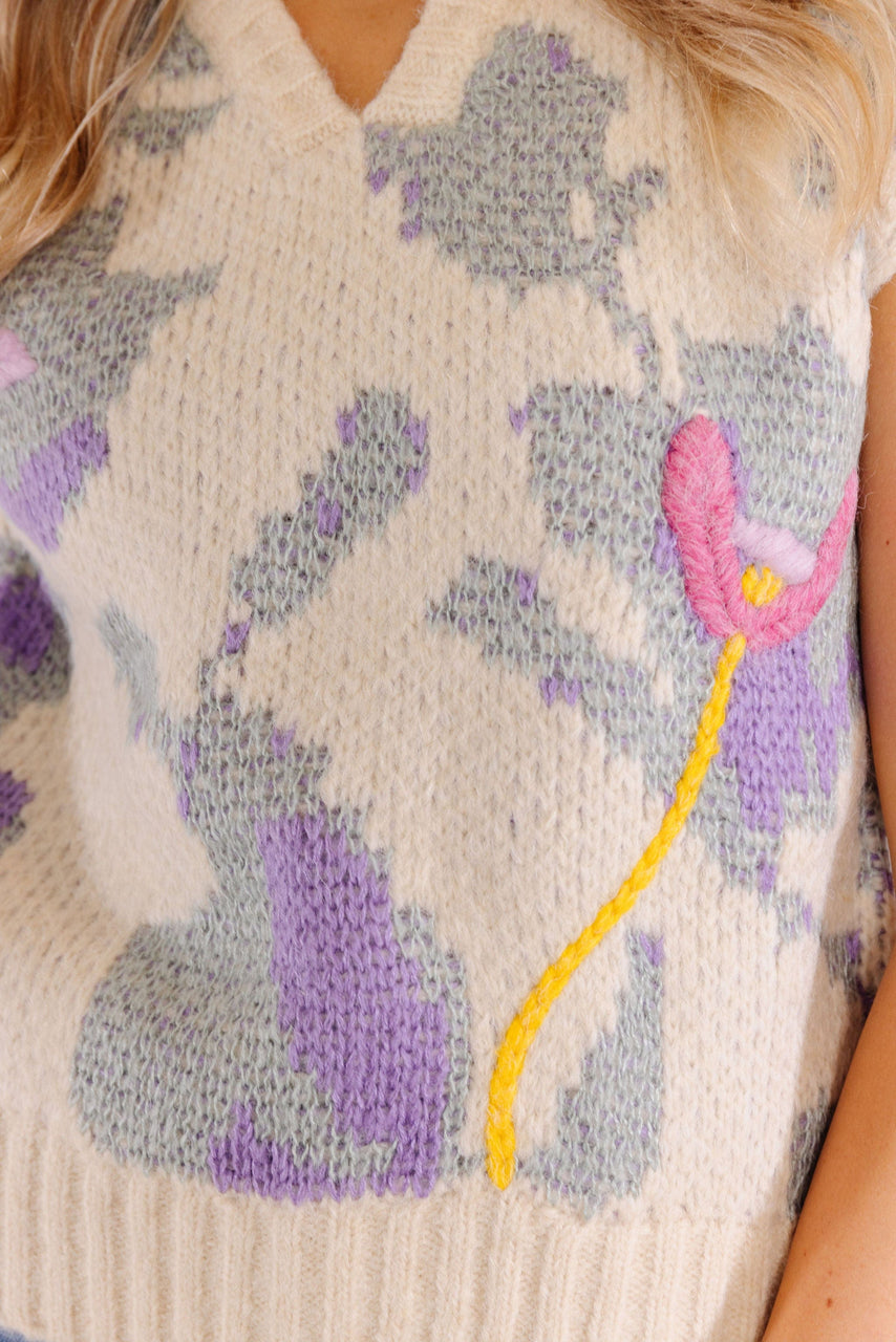 Tansie Sweater Vest in Sage/Lavender