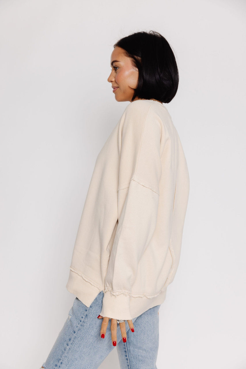 Terry Smile Sweatshirt in Beige
