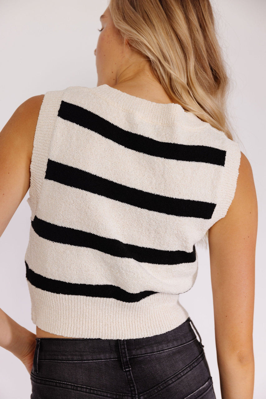 Tokyo Sweater Vest in Cream/Black