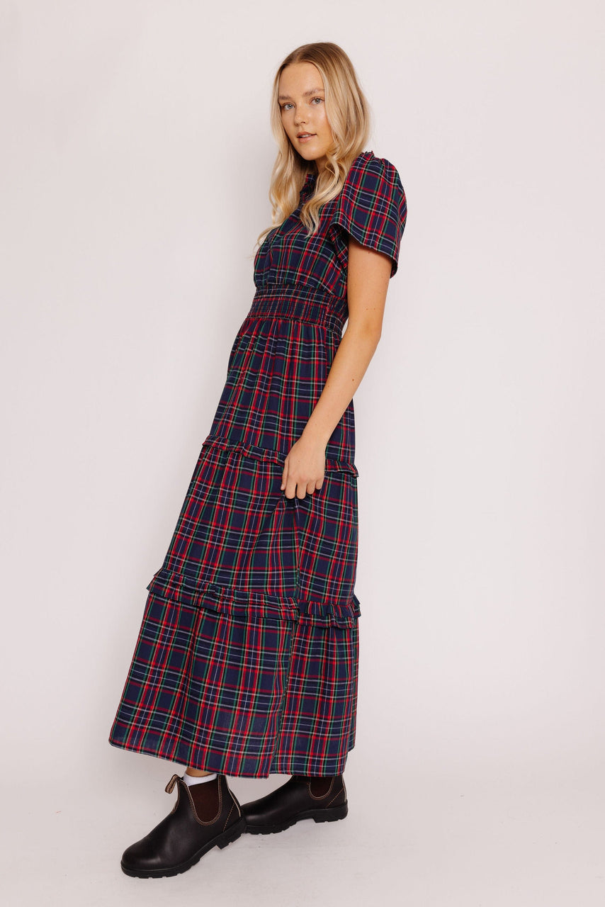 Trinna Dress in Navy Plaid