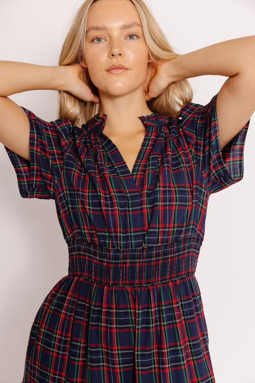 Trinna Dress in Navy Plaid