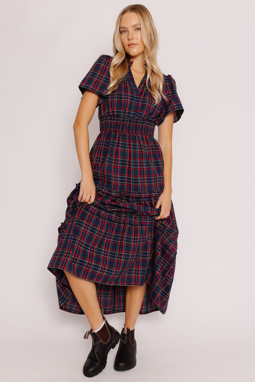 Trinna Dress in Navy Plaid