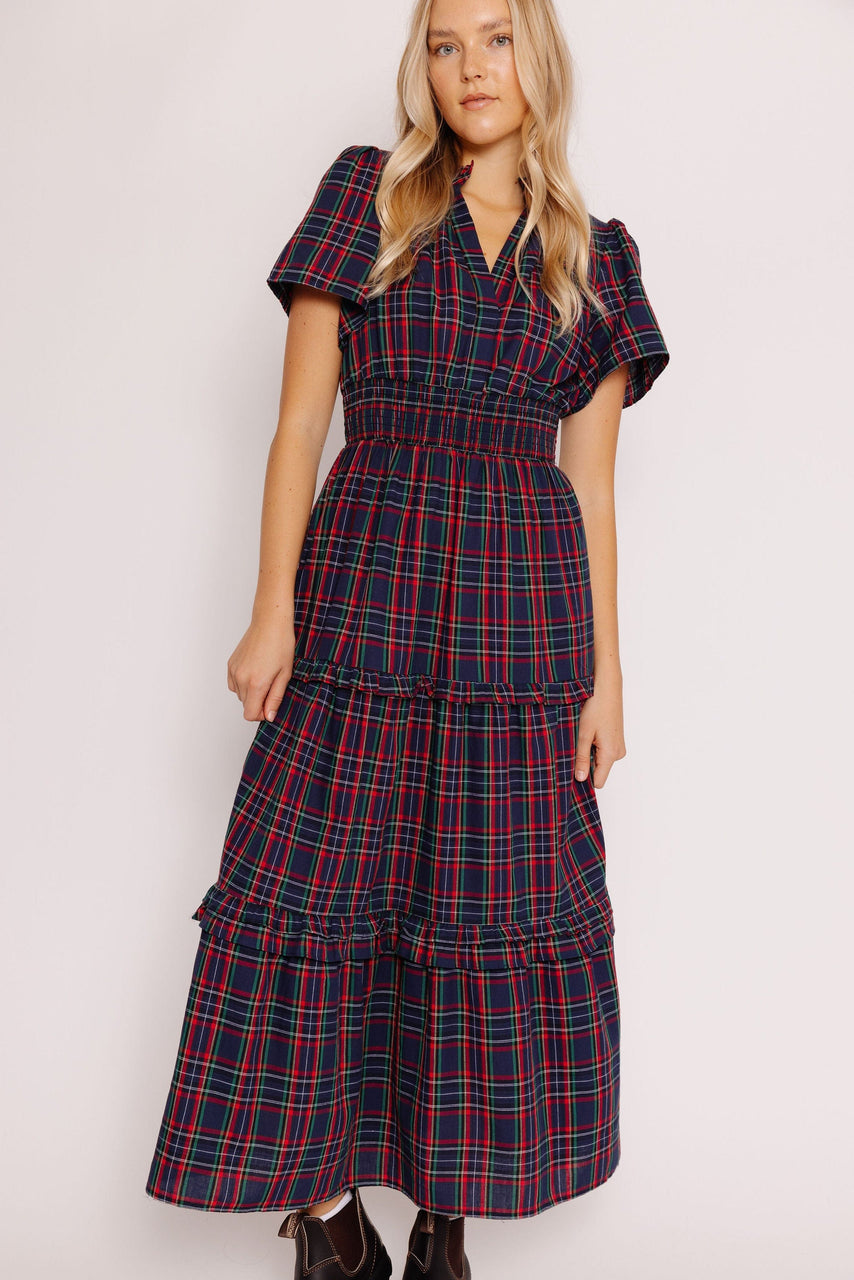 Trinna Dress in Navy Plaid