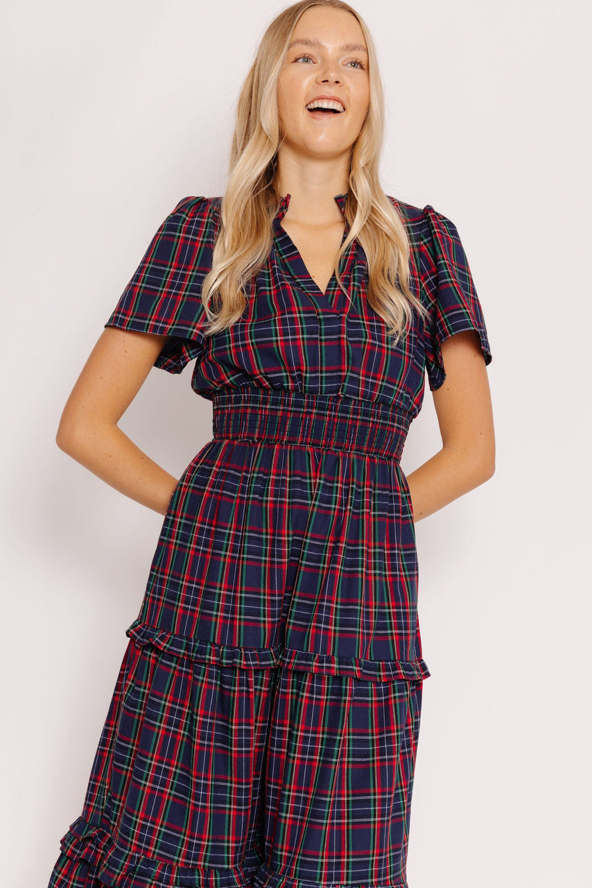 Trinna Dress in Navy Plaid