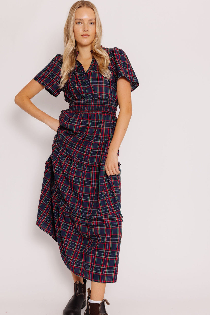 Trinna Dress in Navy Plaid