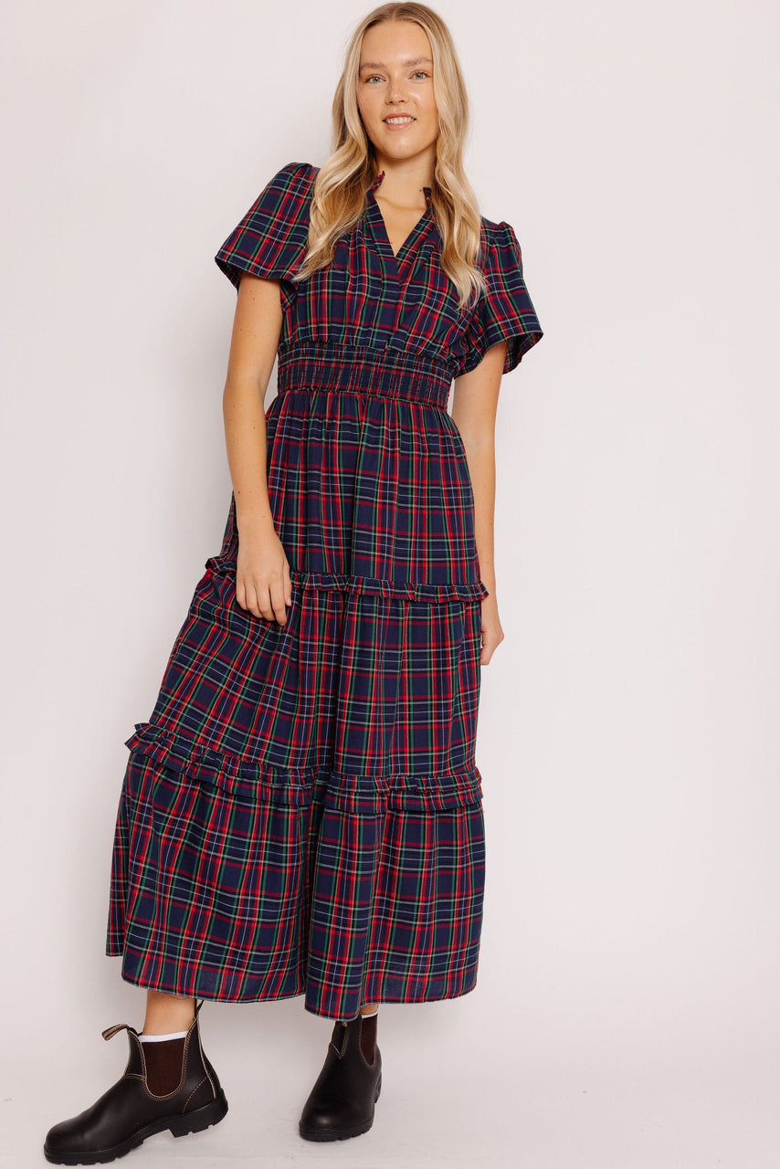 Trinna Dress in Navy Plaid