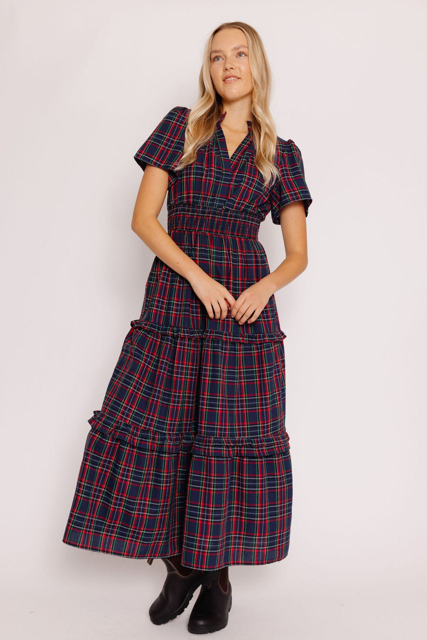 Trinna Dress in Navy Plaid