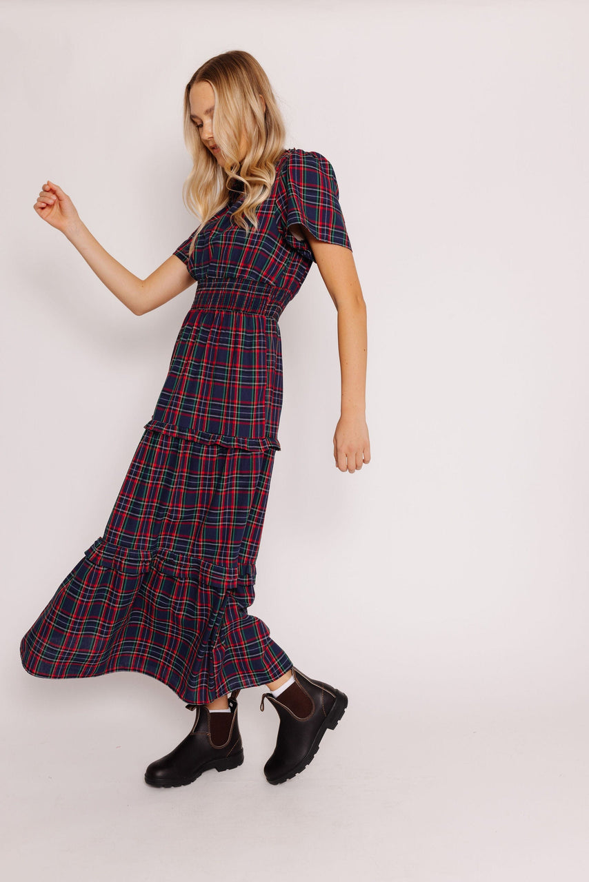 Trinna Dress in Navy Plaid