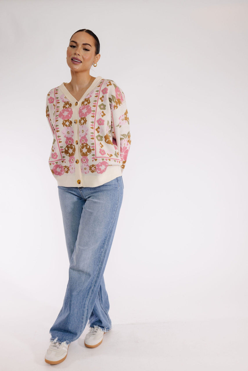 Warner Cardigan in Cream Multi