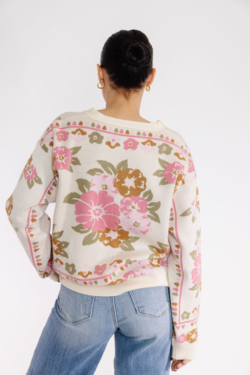 Warner Cardigan in Cream Multi