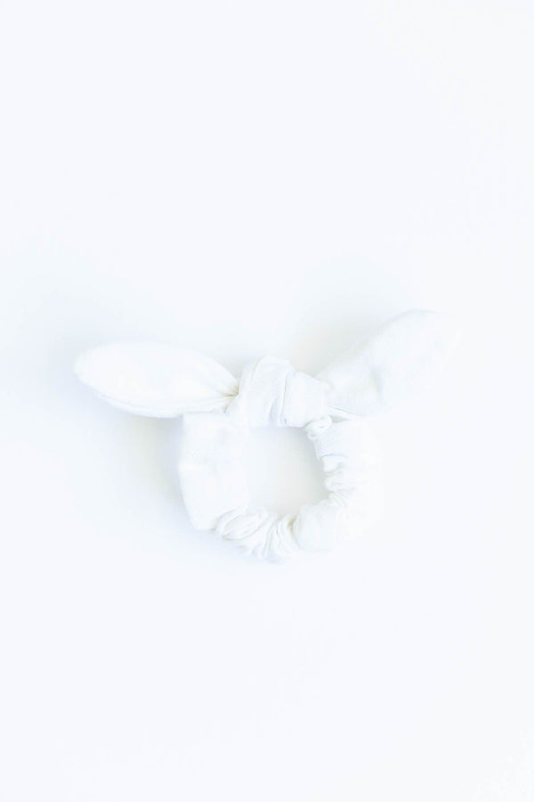 White Bow Scrunchie