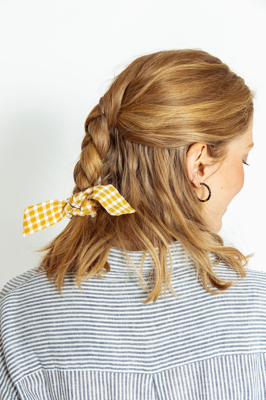Yellow Gingham Bow Scrunchie