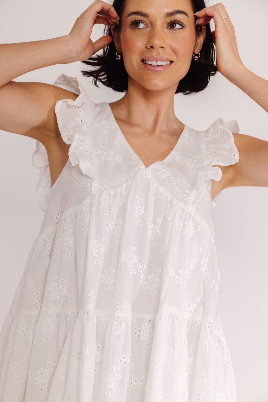 Atlantic Dress in White Eyelet