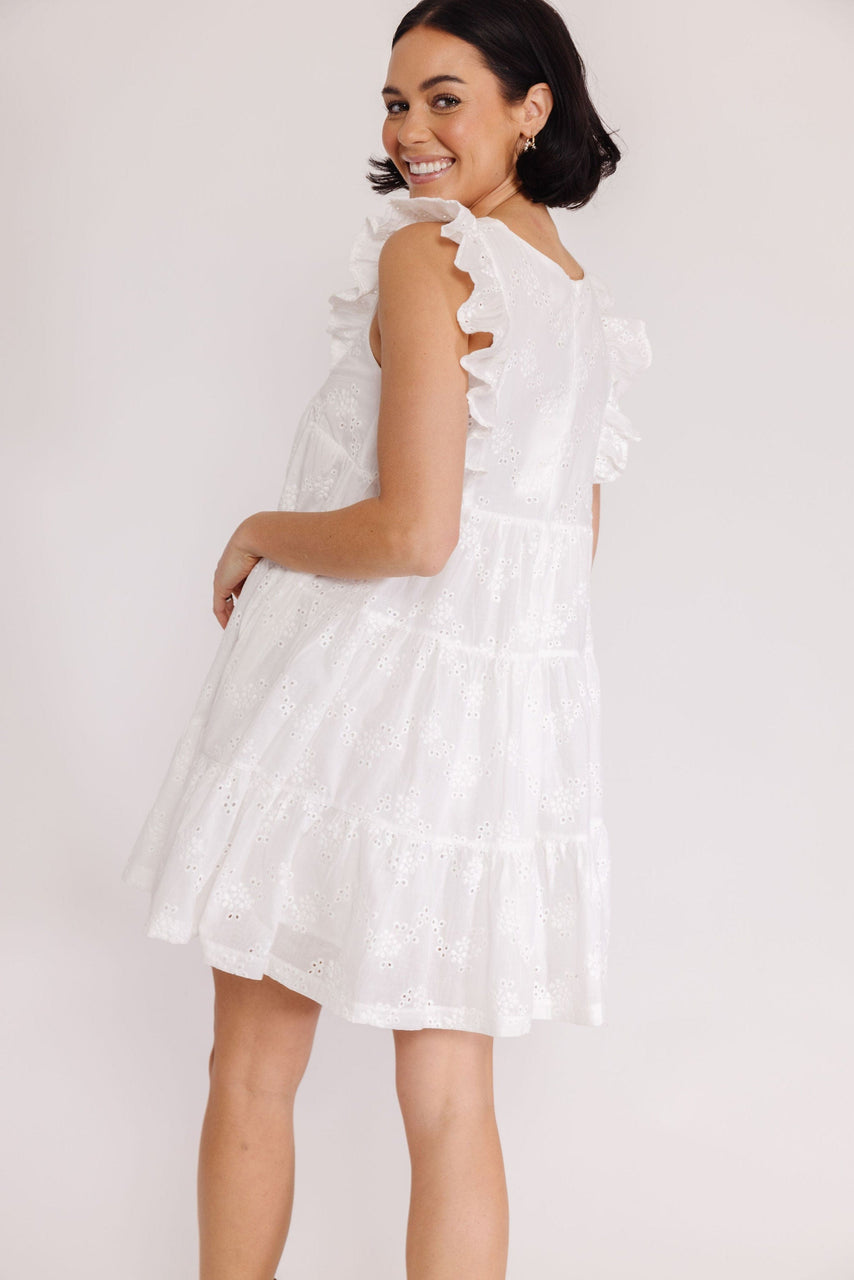Atlantic Dress in White Eyelet
