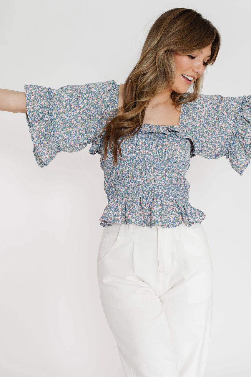 Azalea Blouse in Blue Floral