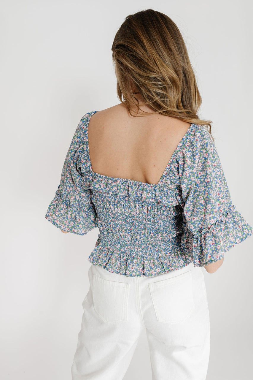 Azalea Blouse in Blue Floral