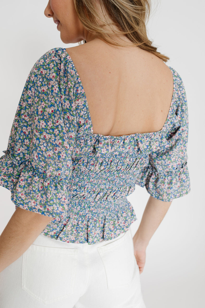 Azalea Blouse in Blue Floral