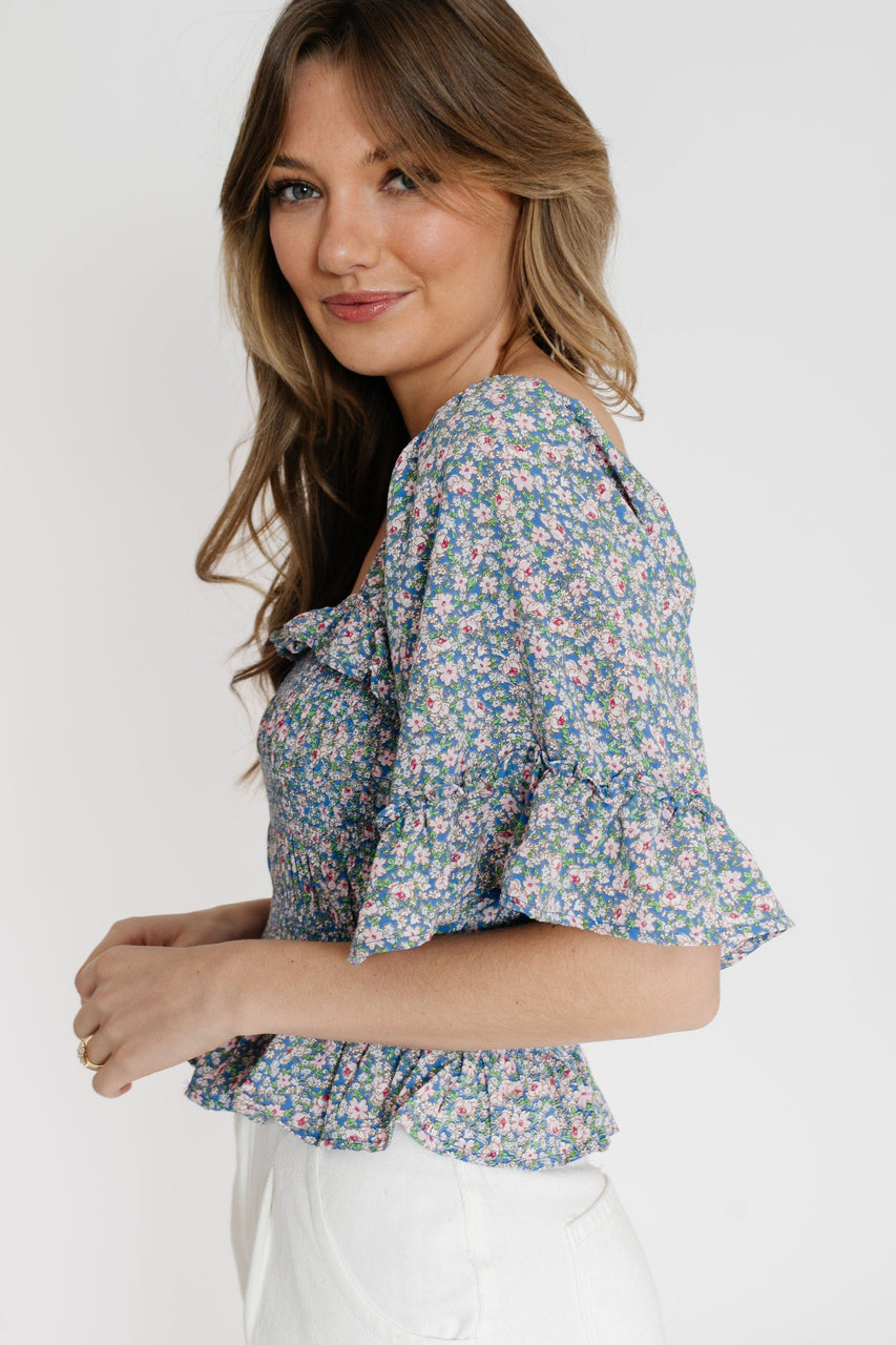 Azalea Blouse in Blue Floral