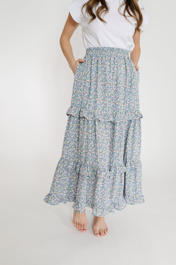 Azalea Skirt in Blue Floral