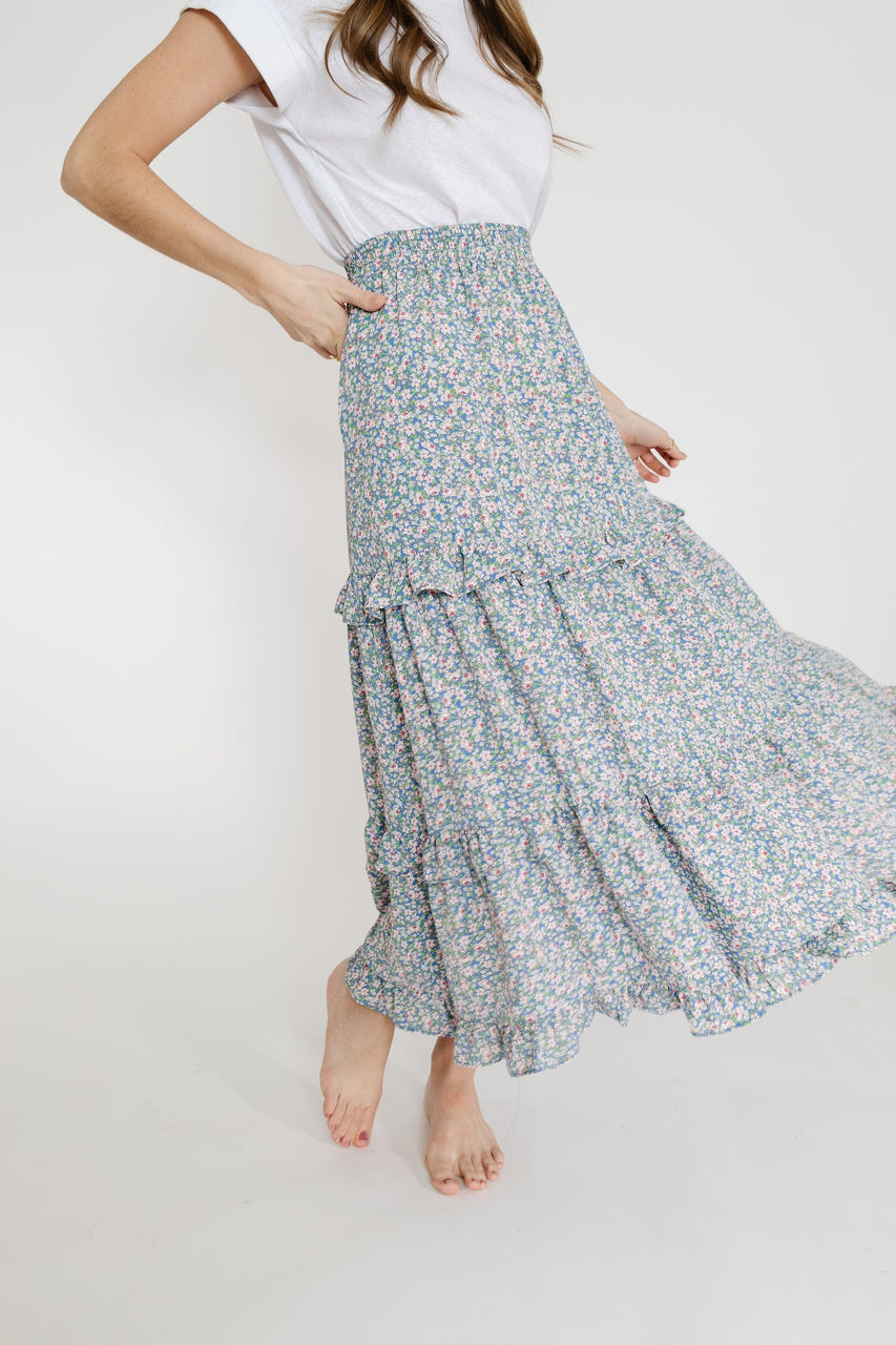 Azalea Skirt in Blue Floral