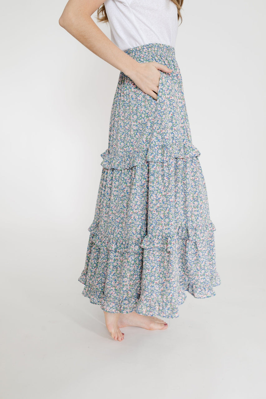 Azalea Skirt in Blue Floral