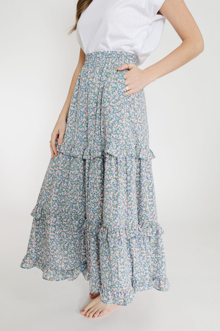 Azalea Skirt in Blue Floral