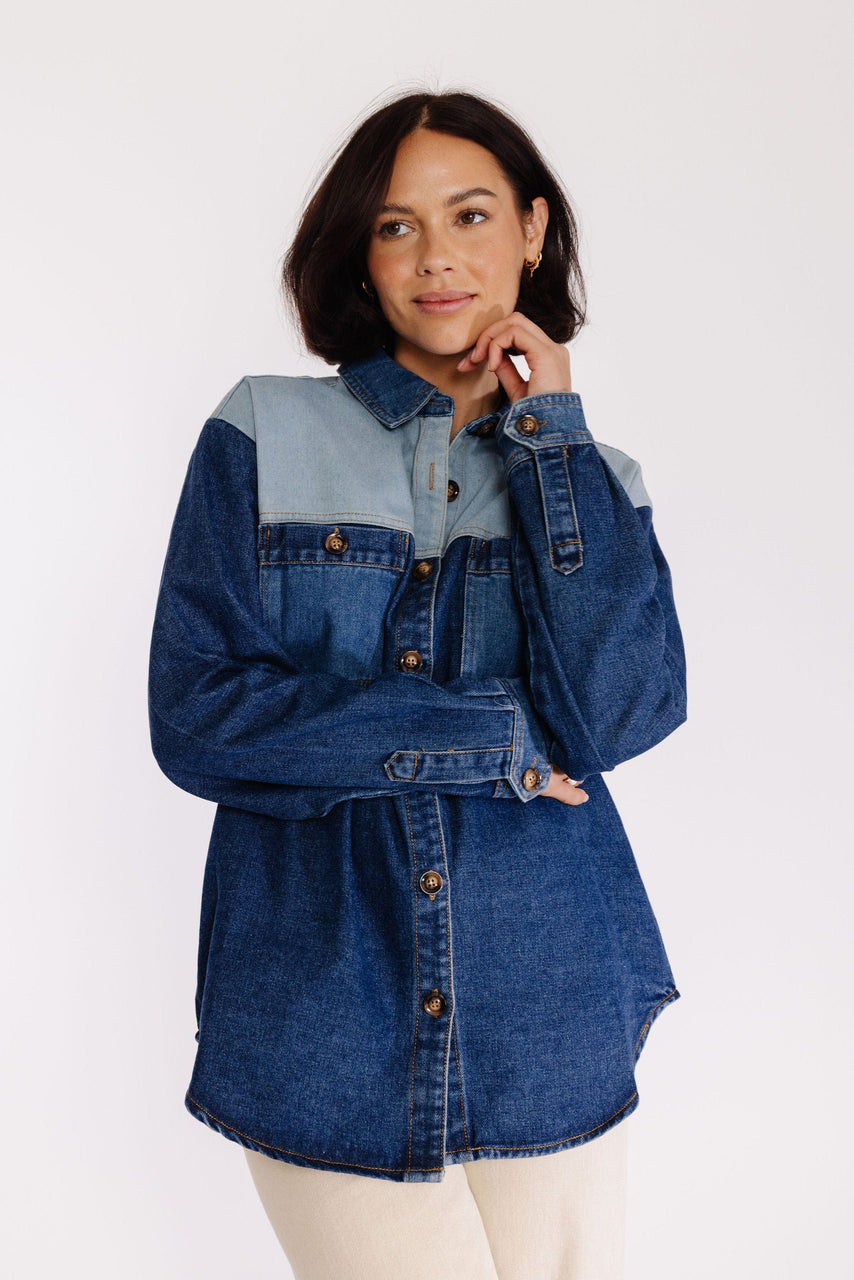 FRNCH Camargue Shacket in Blue Denim