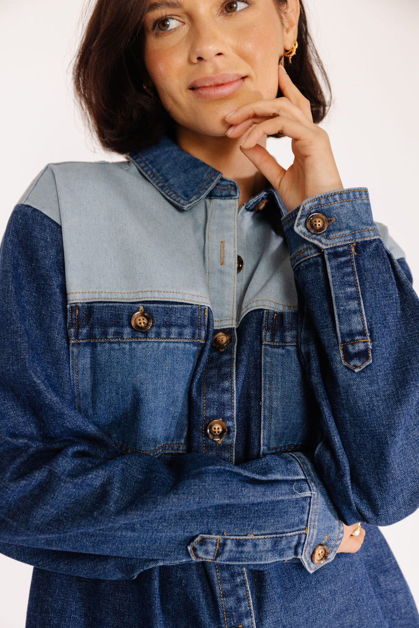 FRNCH Camargue Shacket in Blue Denim