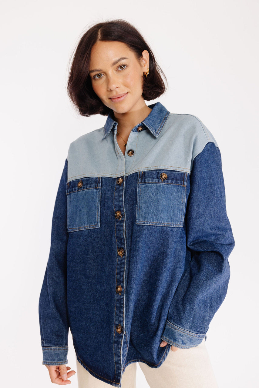 FRNCH Camargue Shacket in Blue Denim