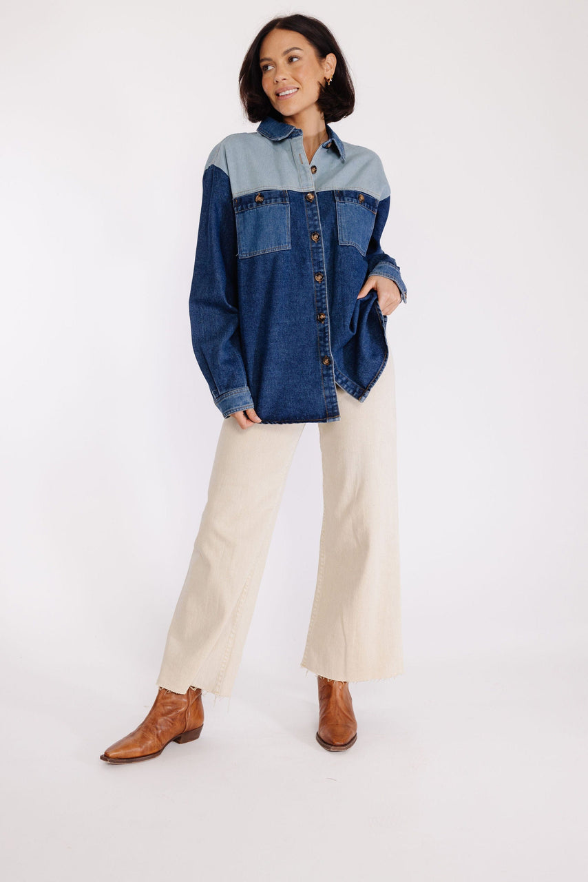 FRNCH Camargue Shacket in Blue Denim