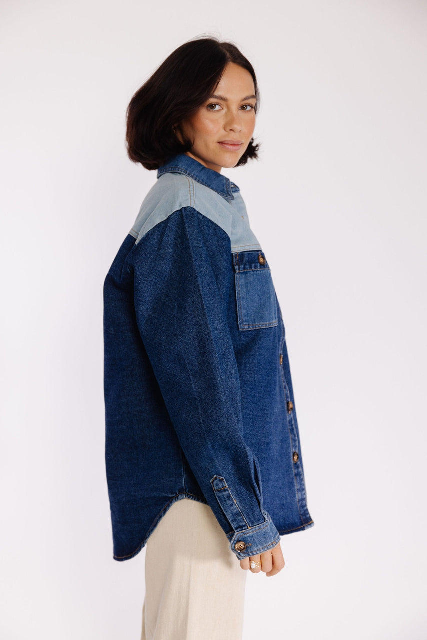 FRNCH Camargue Shacket in Blue Denim