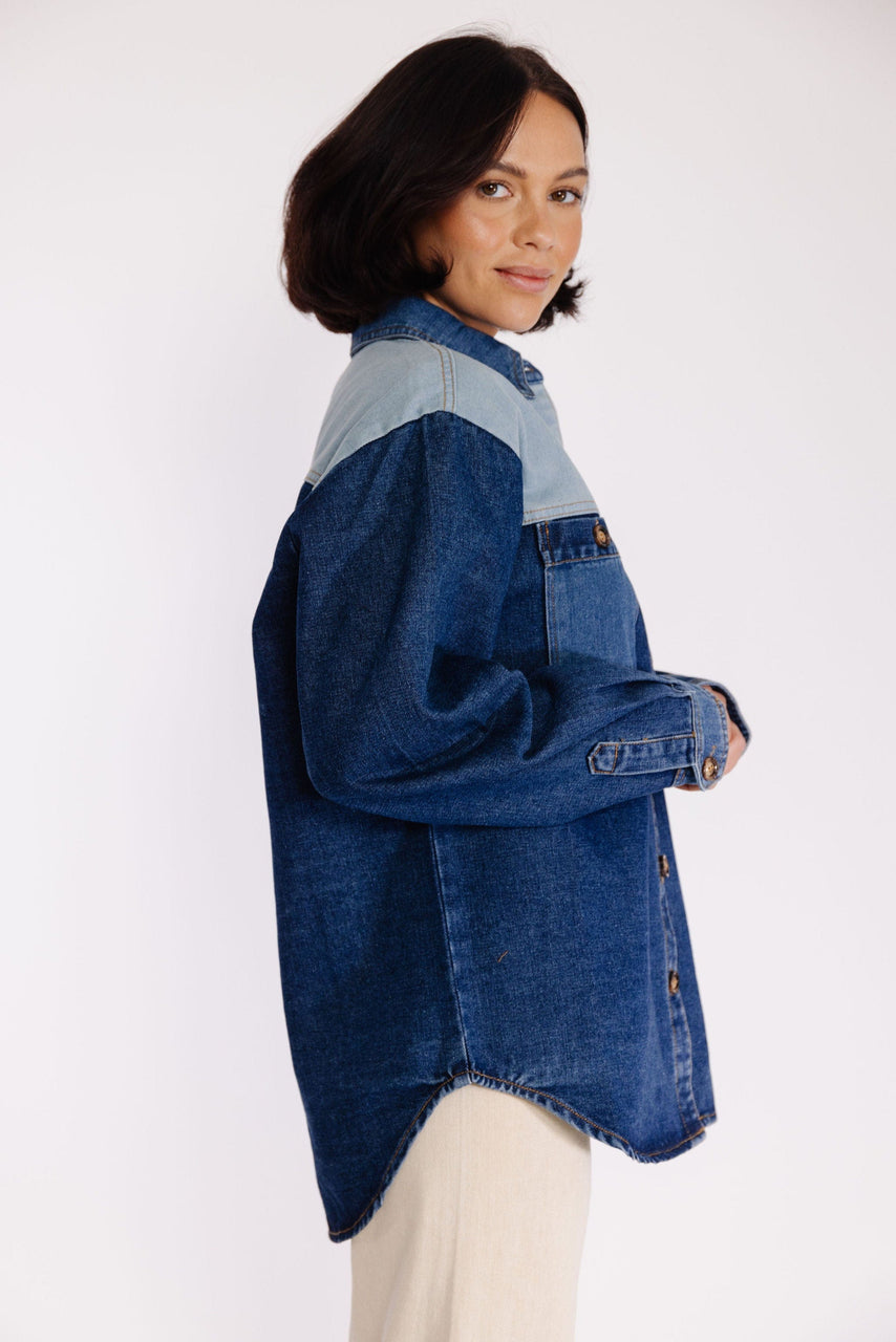 FRNCH Camargue Shacket in Blue Denim