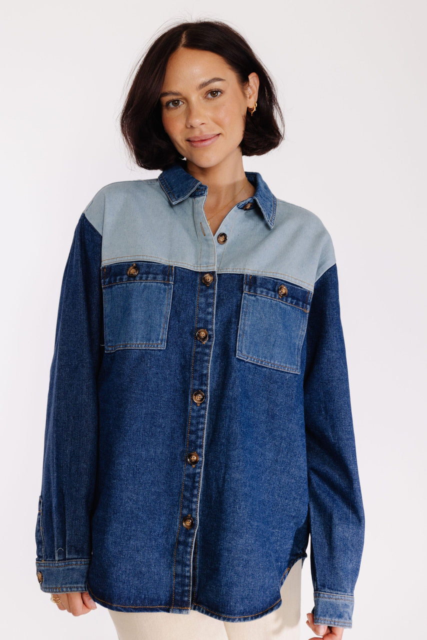 FRNCH Camargue Shacket in Blue Denim