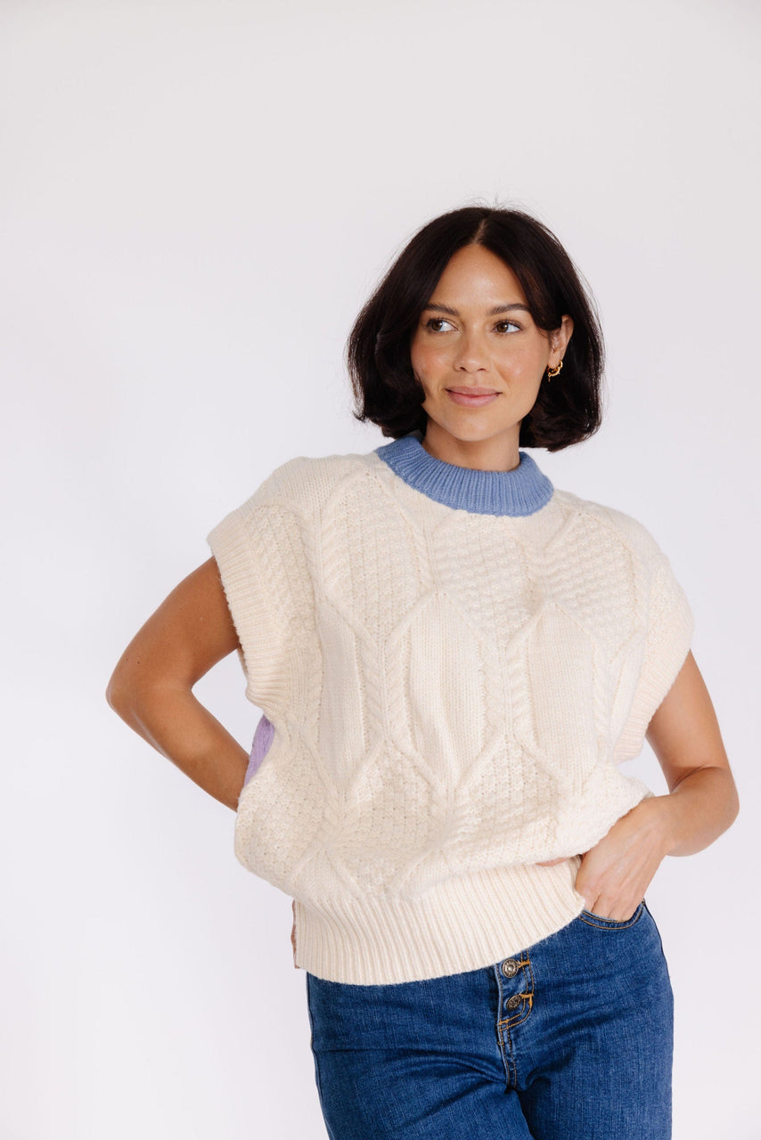 FRNCH Clara Sweater Vest in Créme