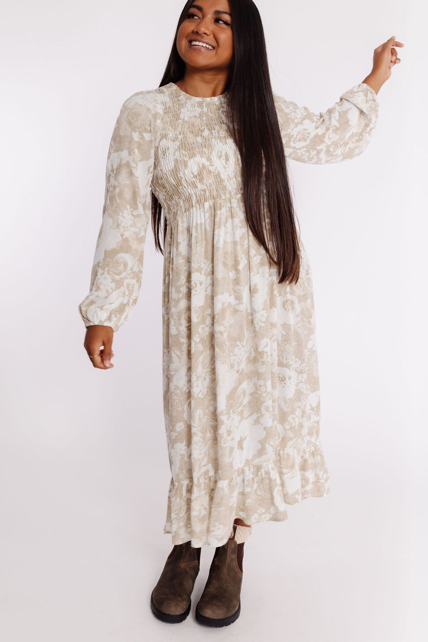 Danika Dress in Khaki Floral