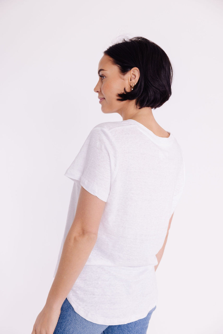 Delta Linen Tee in White