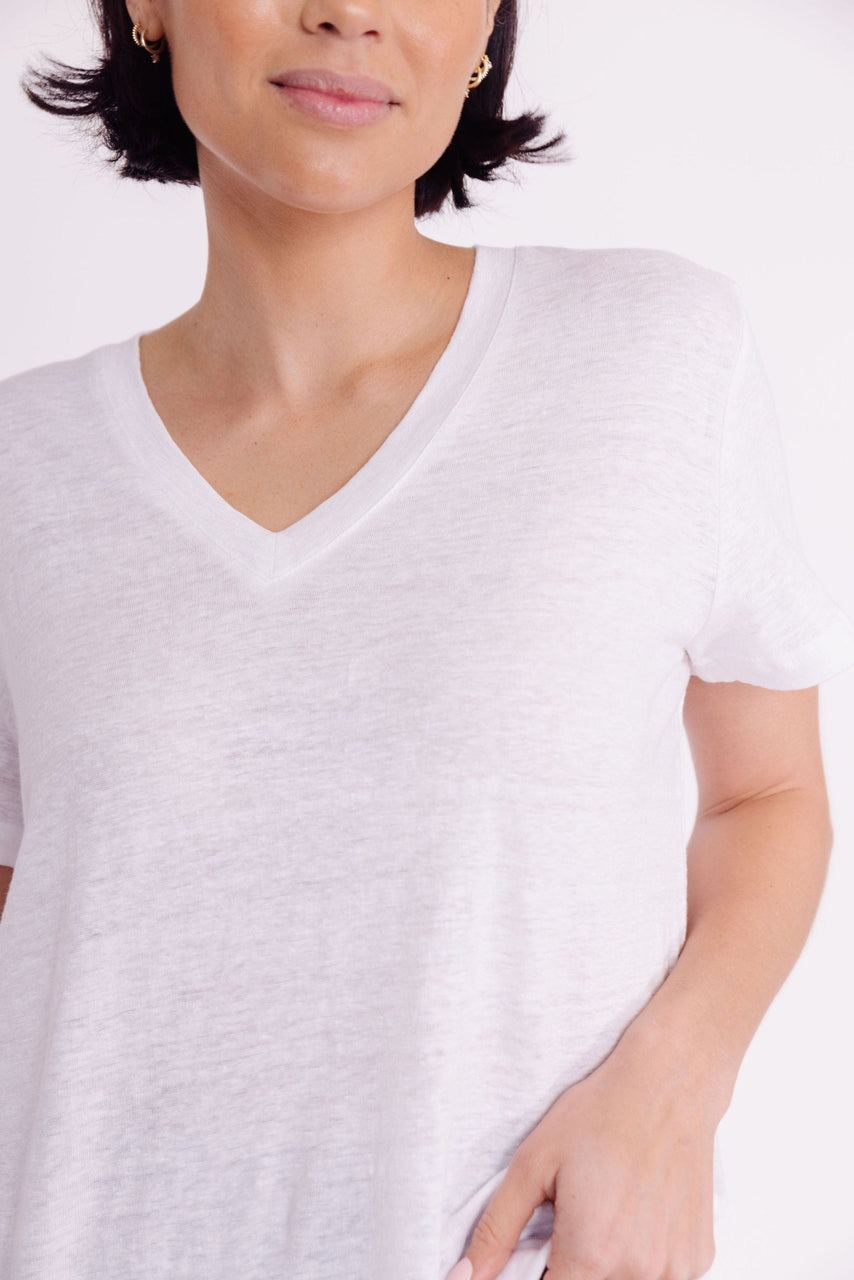 Delta Linen Tee in White