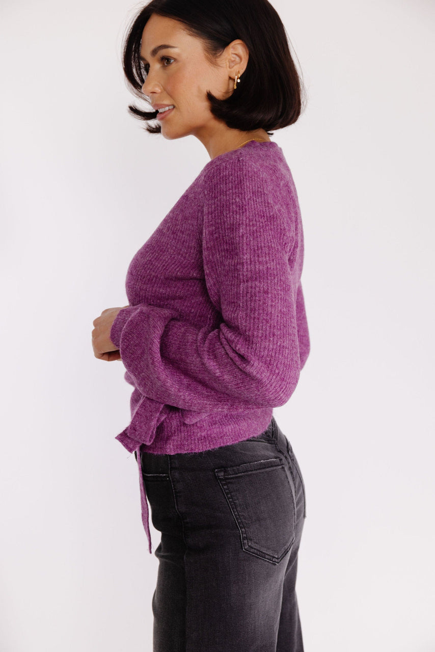 Farrah Wrap Sweater in Wild Aster