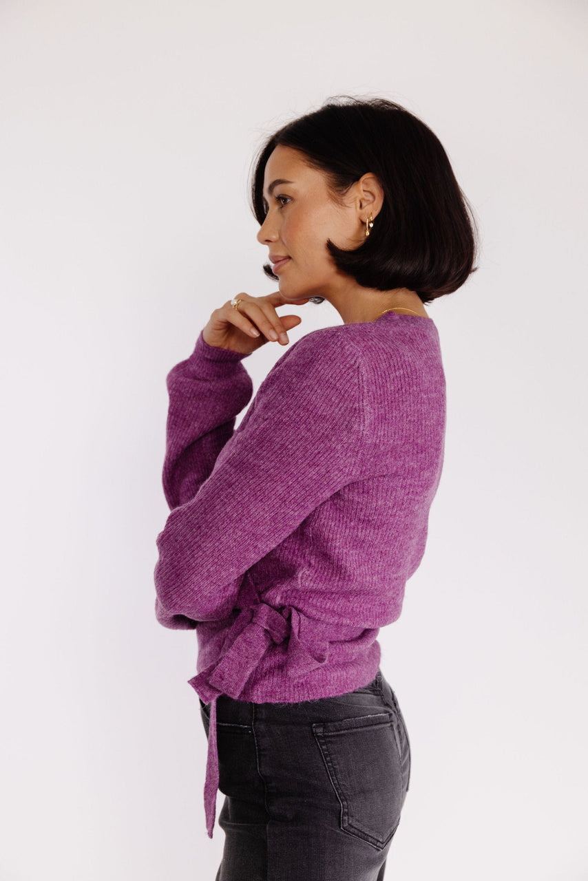 Farrah Wrap Sweater in Wild Aster