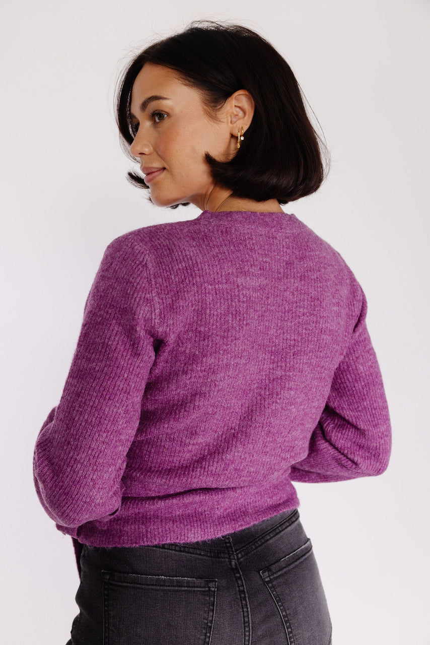 Farrah Wrap Sweater in Wild Aster