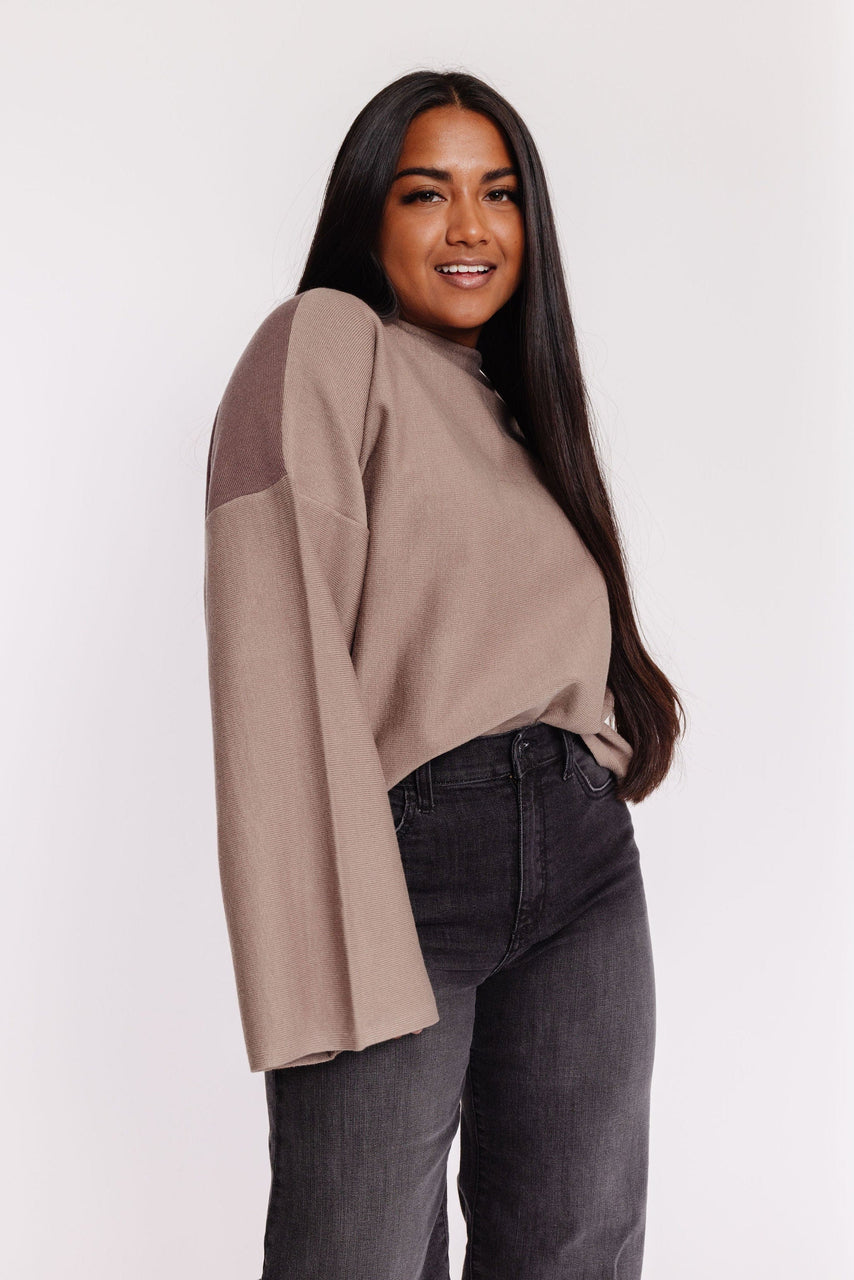 Florence Colorblock Sweater in Brown Combo