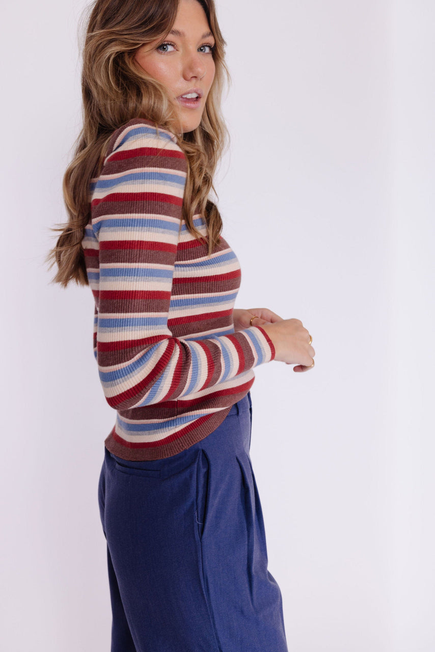 Ilyana Turtleneck Tee in Mauve Multi