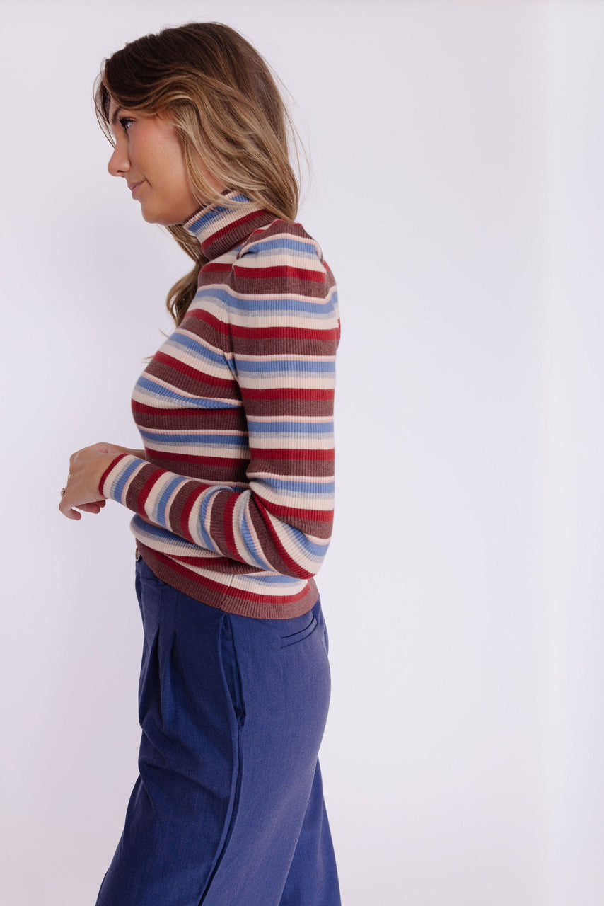 Ilyana Turtleneck Tee in Mauve Multi