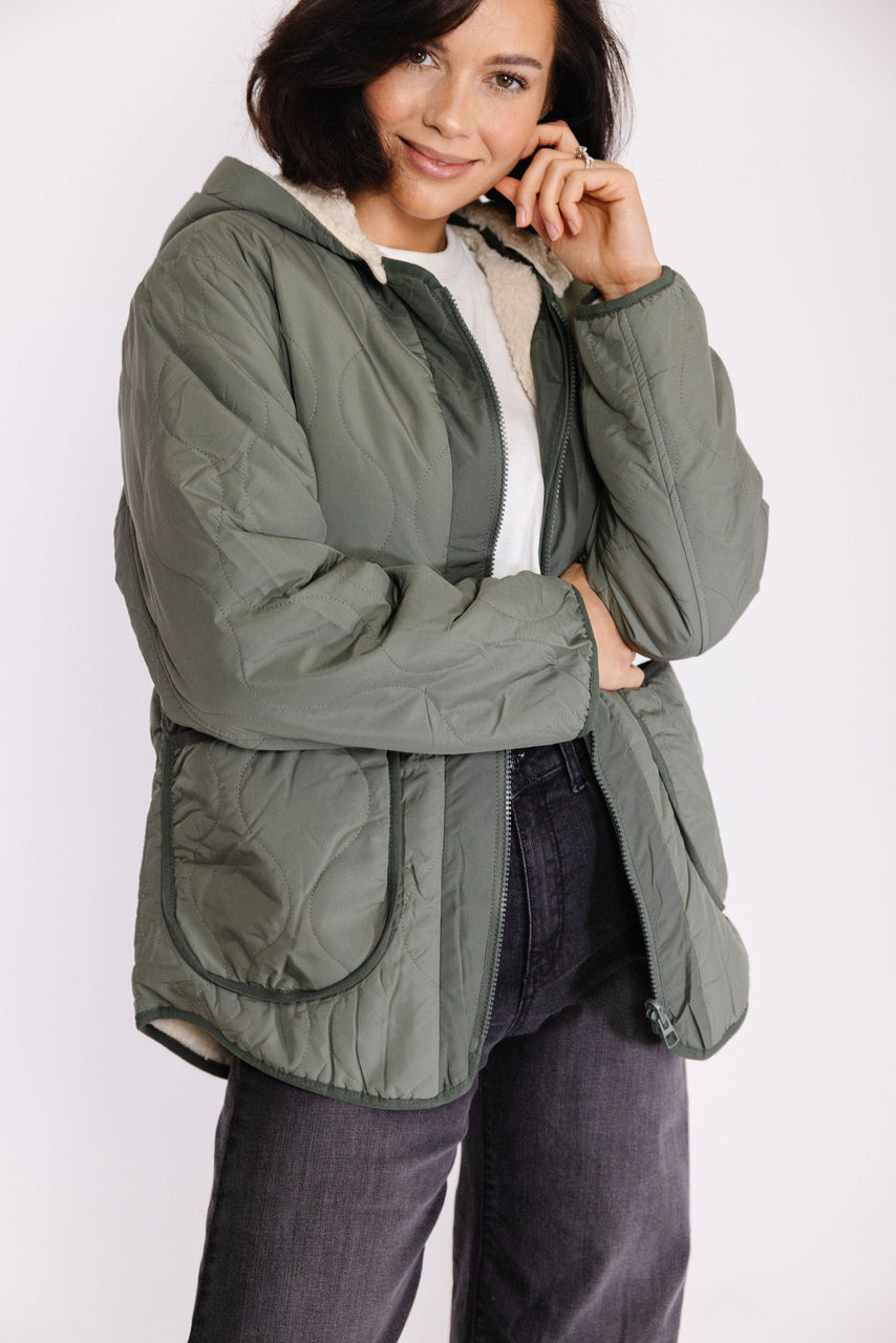 Izzy Quilted Jacket in Evergreen