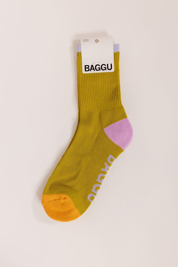 Baggu Ribbed Sock in Citron Mix