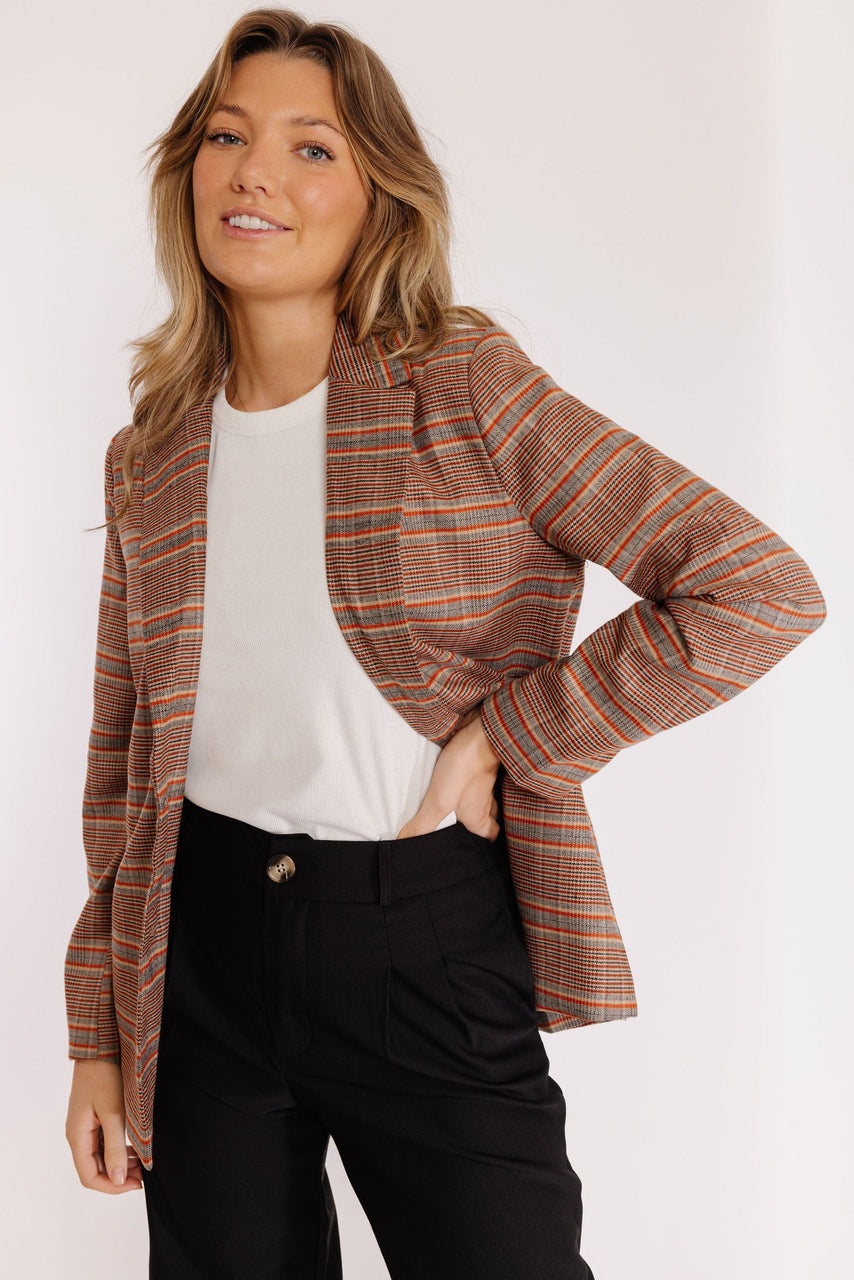 Manhattan Blazer in Rust Plaid