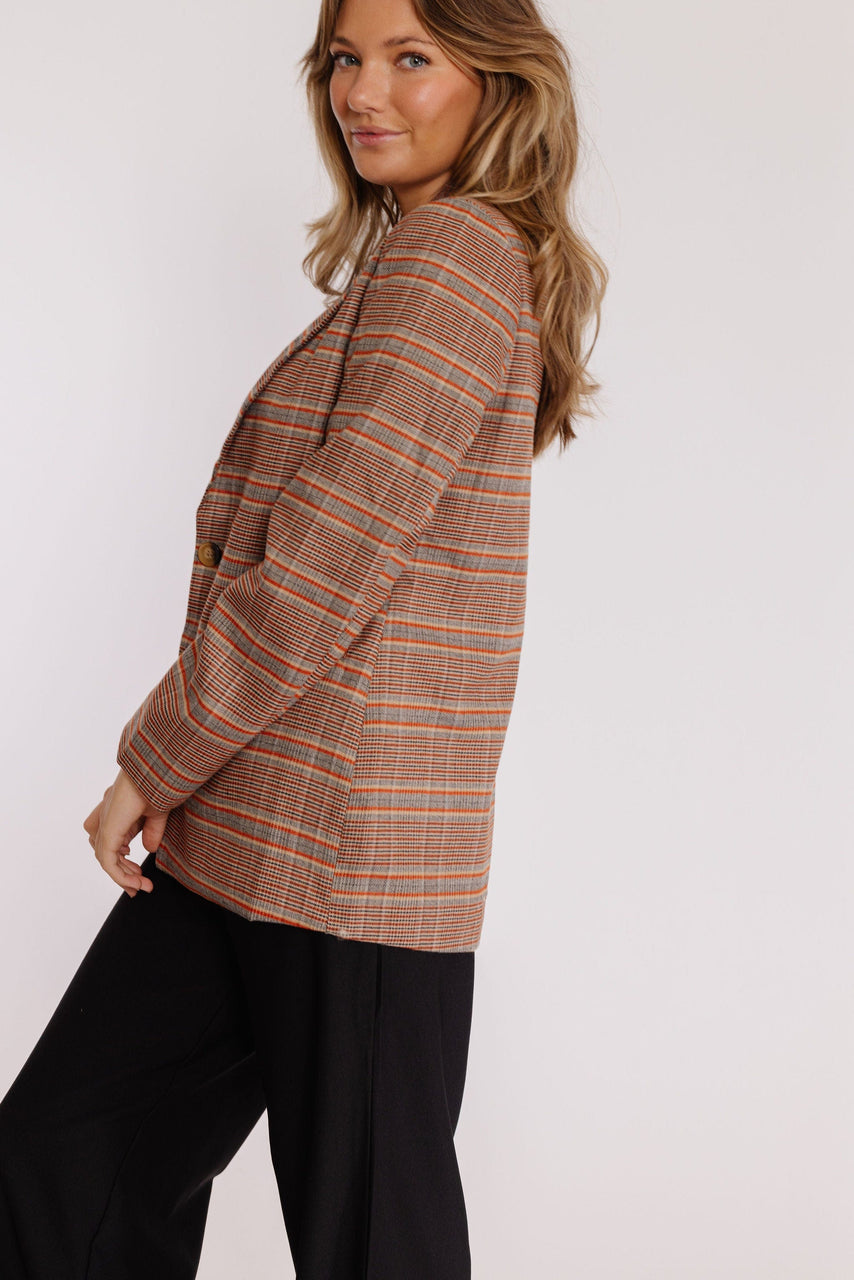 Manhattan Blazer in Rust Plaid